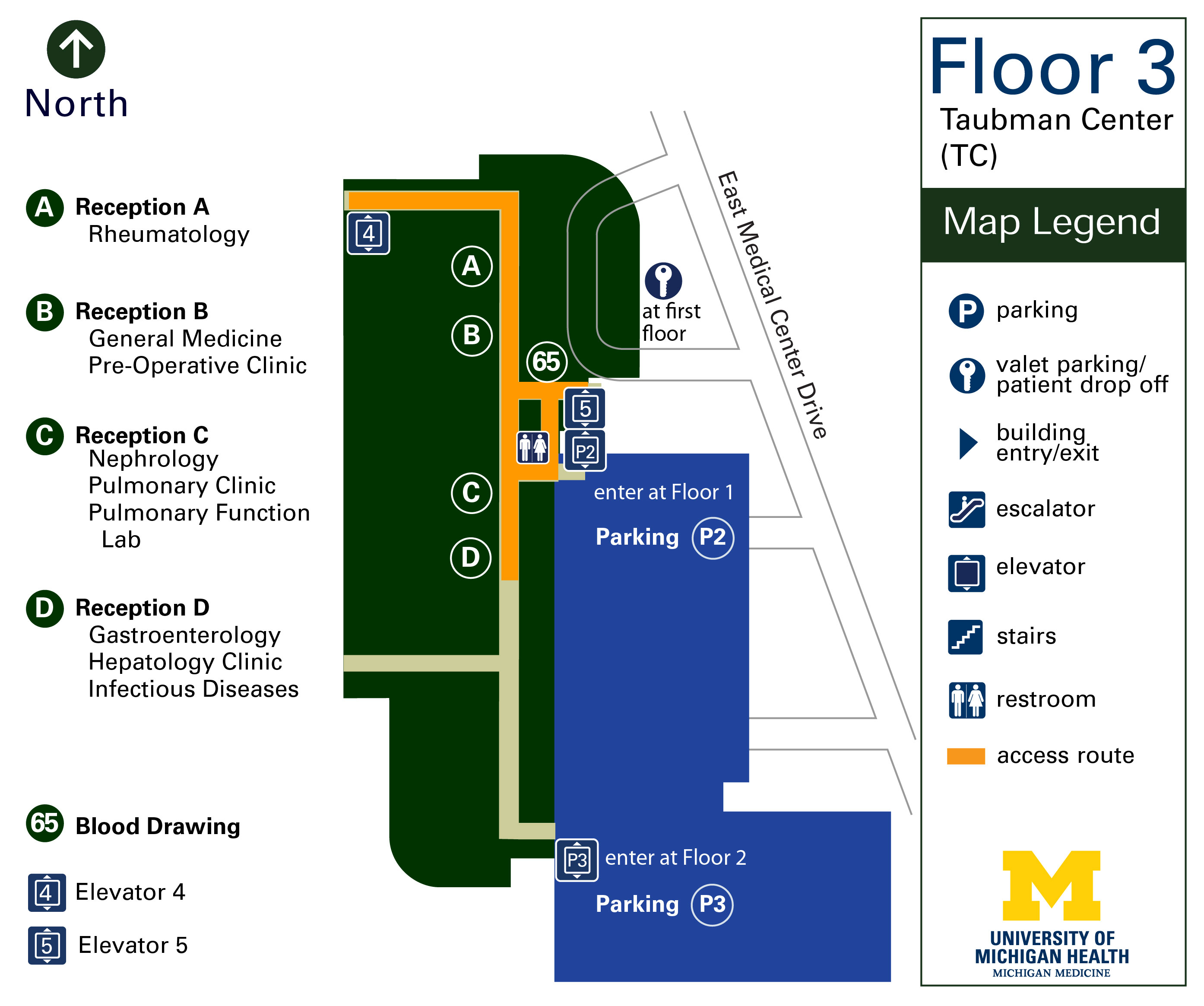 Map of Taubman floor 3