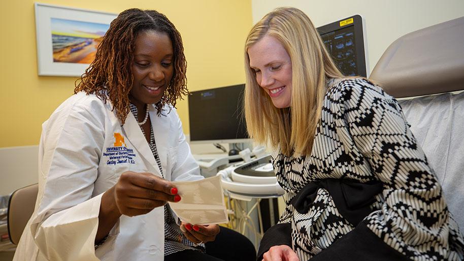 Courtney Townsel with a patient