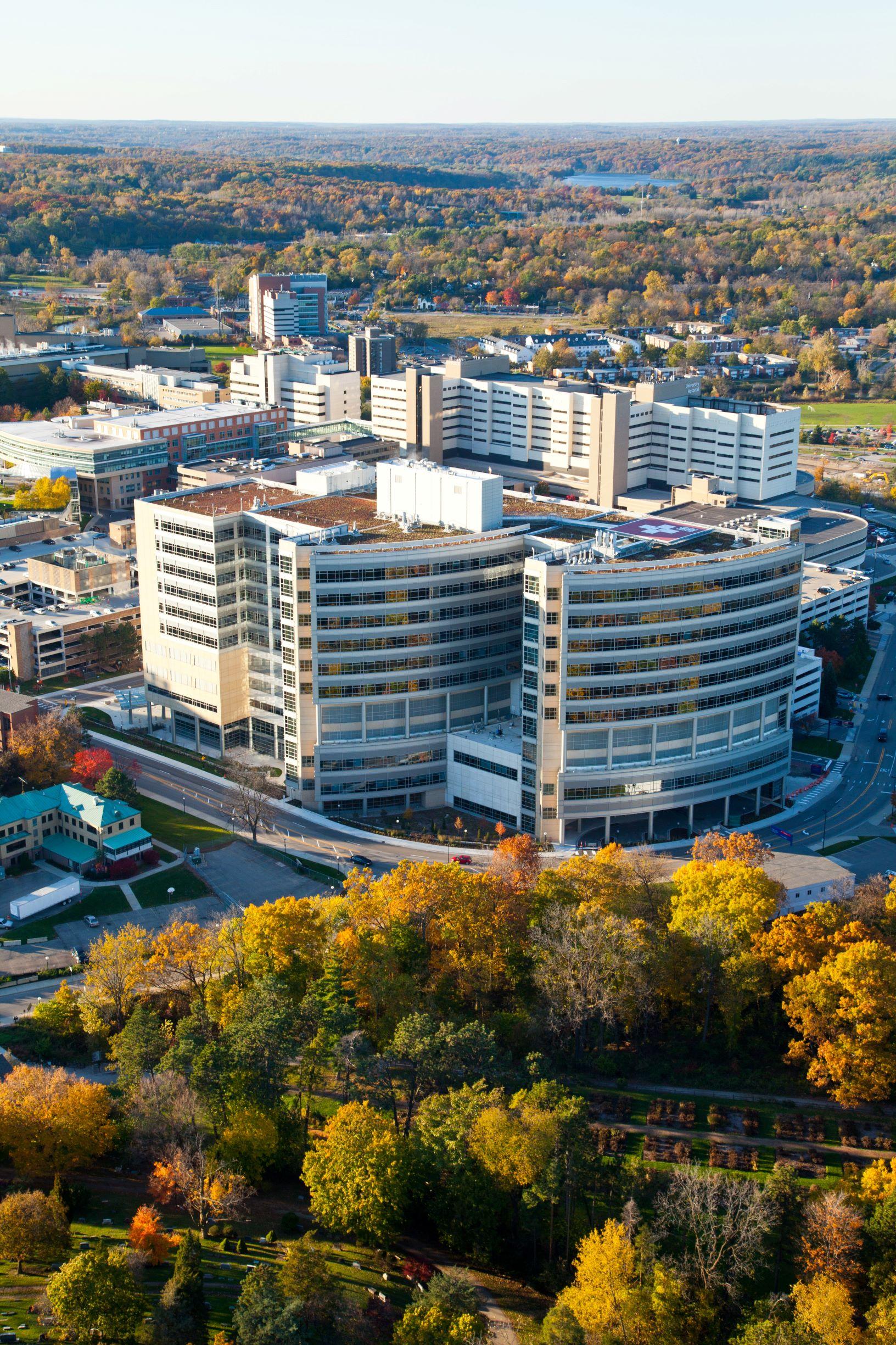 C.S. Mott Children's Hospital aerial shot